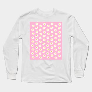 Daisy Ditsy Pattern on Pink Long Sleeve T-Shirt